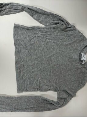 Waffle Knit Long Sleeve Tee - Gray